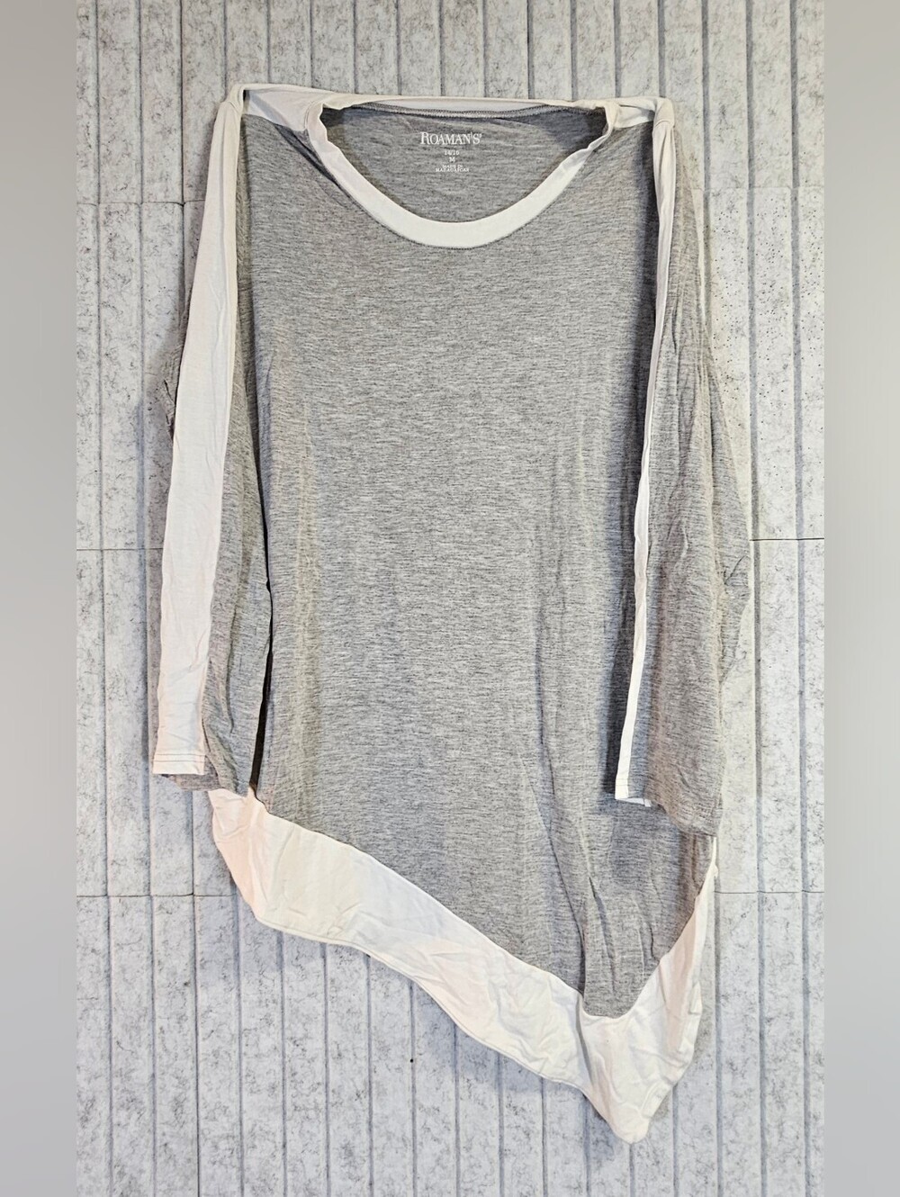 Roaman’s Women's 2-piece matching lounge set gray & white size M 14/16 - Picture 3 of 4
